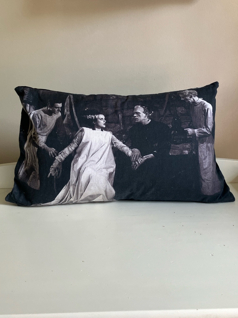 Frankenstein Pillow Case W/ Down Insert 12 inches by 20 inches